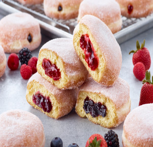 Doughnut mixes and fruit fillings