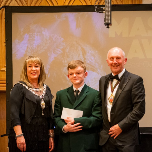 Archie Steele from Blackpool College. Winner of the BSB Trophy and the Masters Award for the Best Loaf in Show for his 4-piece lidded sandwich loaf. Photo: Courtesy of ABST